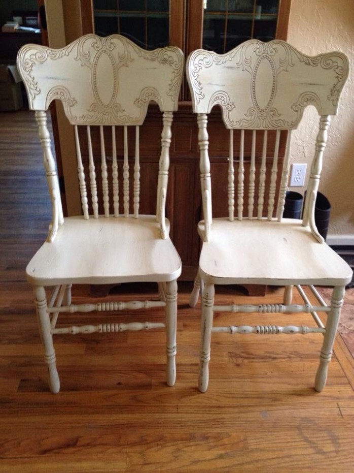 1980s Oak Pressed Wood Chairs. Painted With Homemade Chalk ..