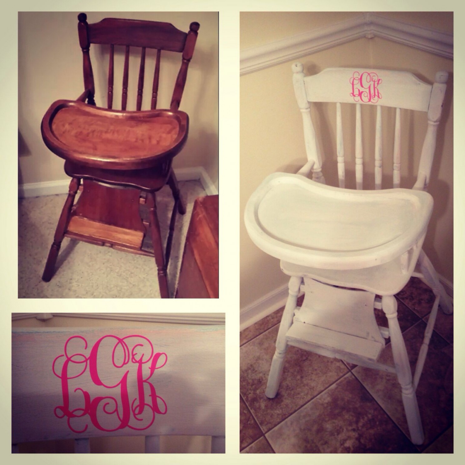 $25 Vintage Wooden High Chair Distressed With White Chalk ..