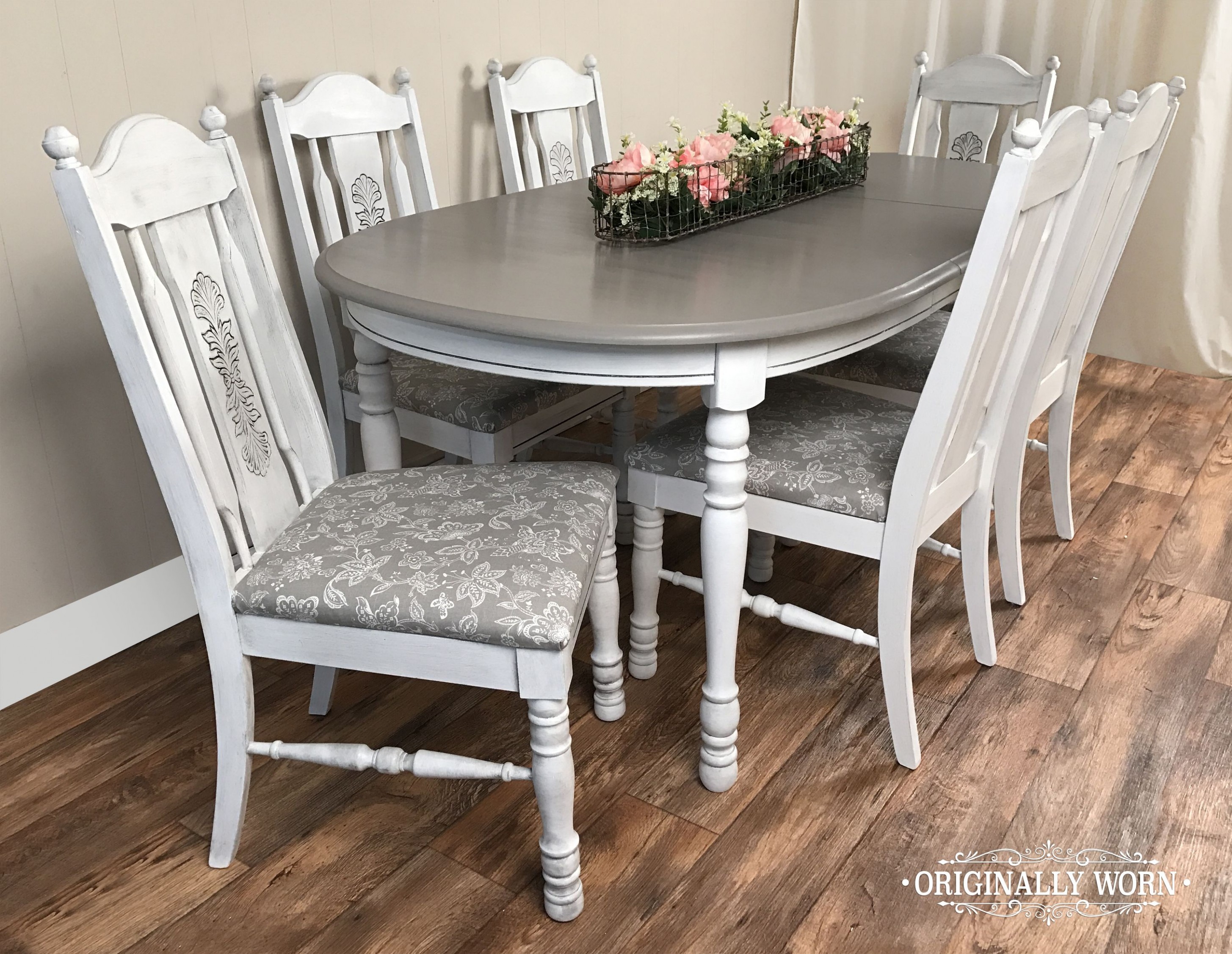 6 Piece Oval Dining Set In Annie Sloan Chalk Paint In Pure White ..