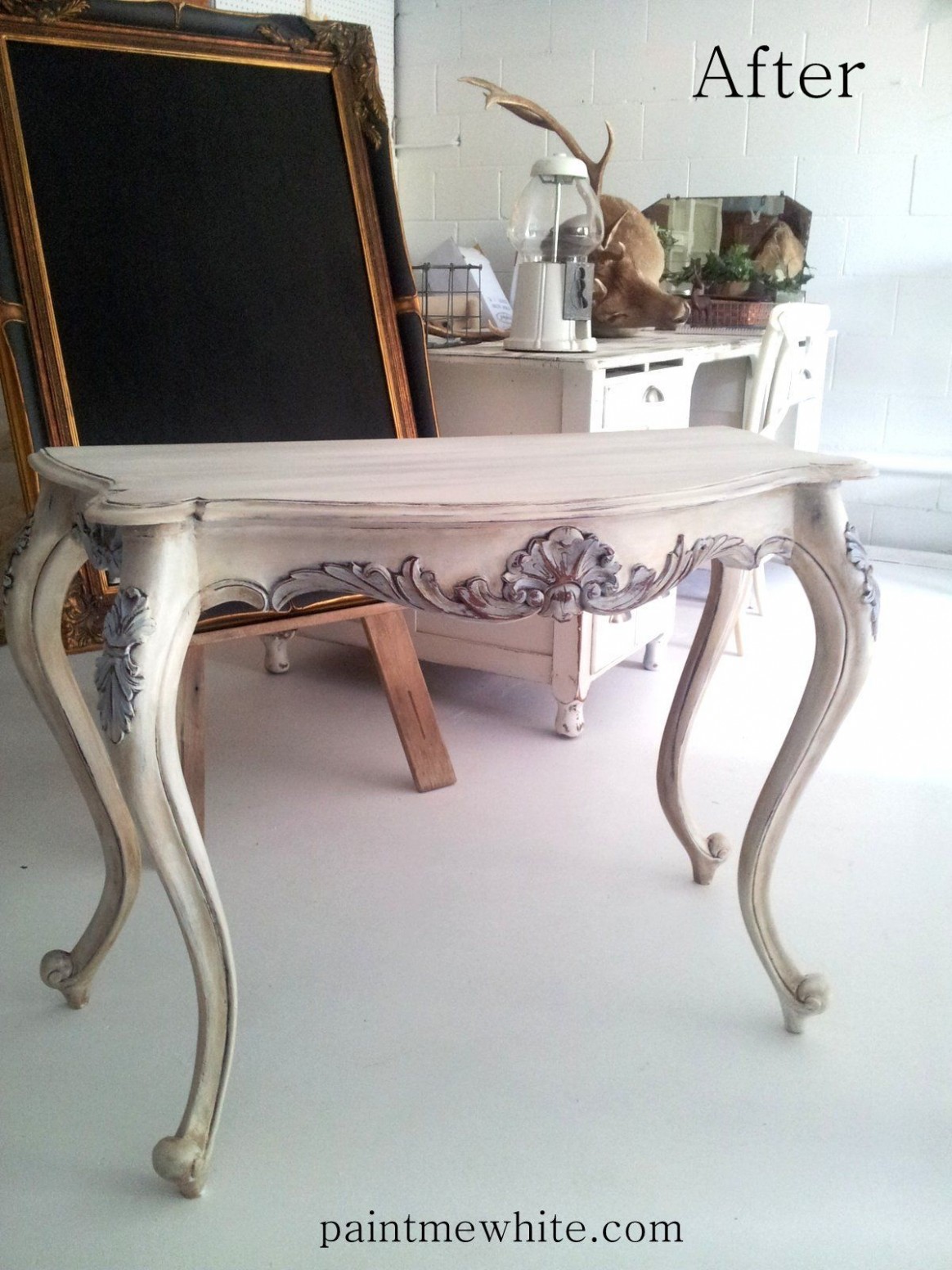 A Beautiful Console Finished In Old White, Louis Blue And ..