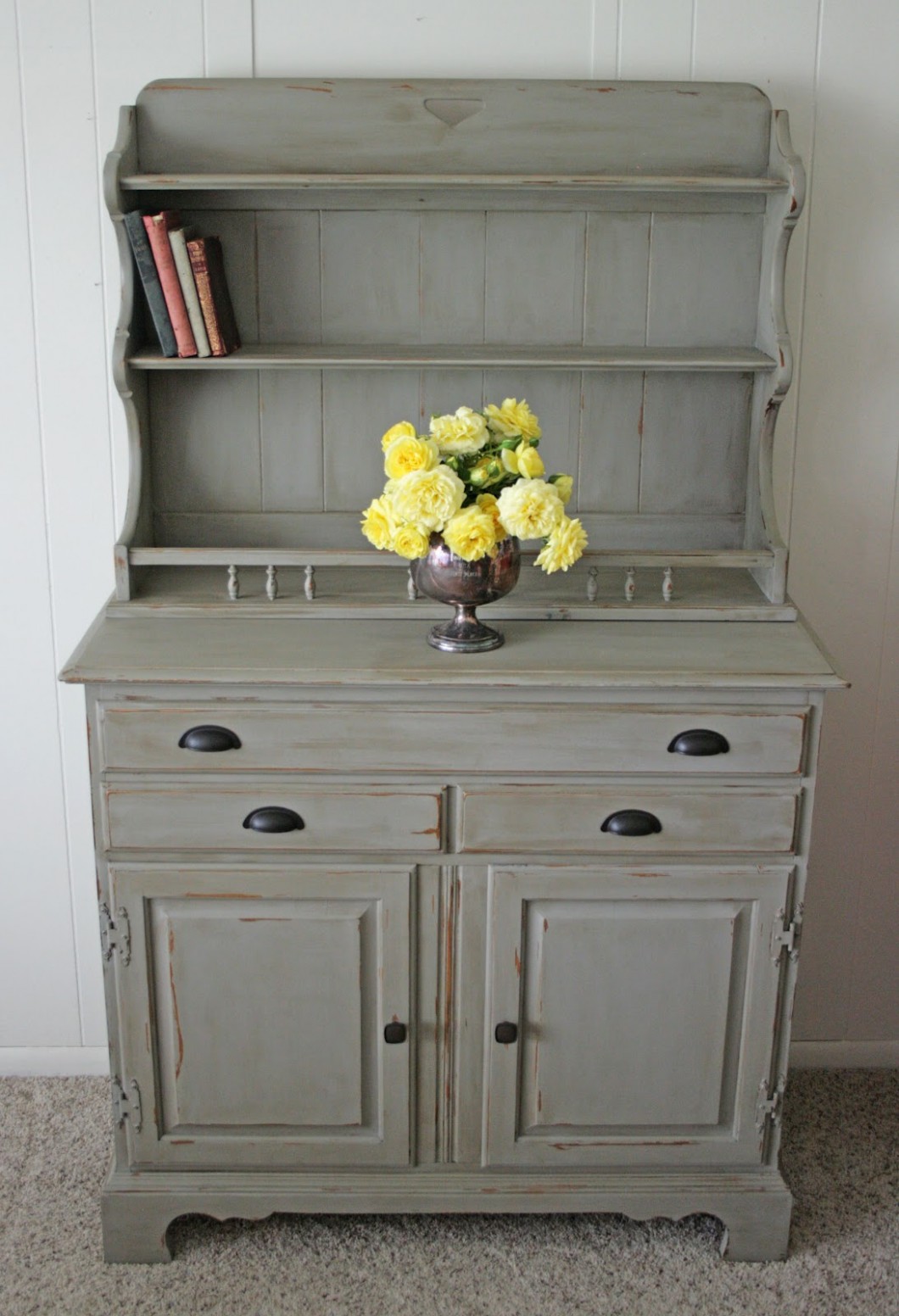 Antique Recreation: Hutch In "french Linen" Annie Sloan French Linen With Black Wax