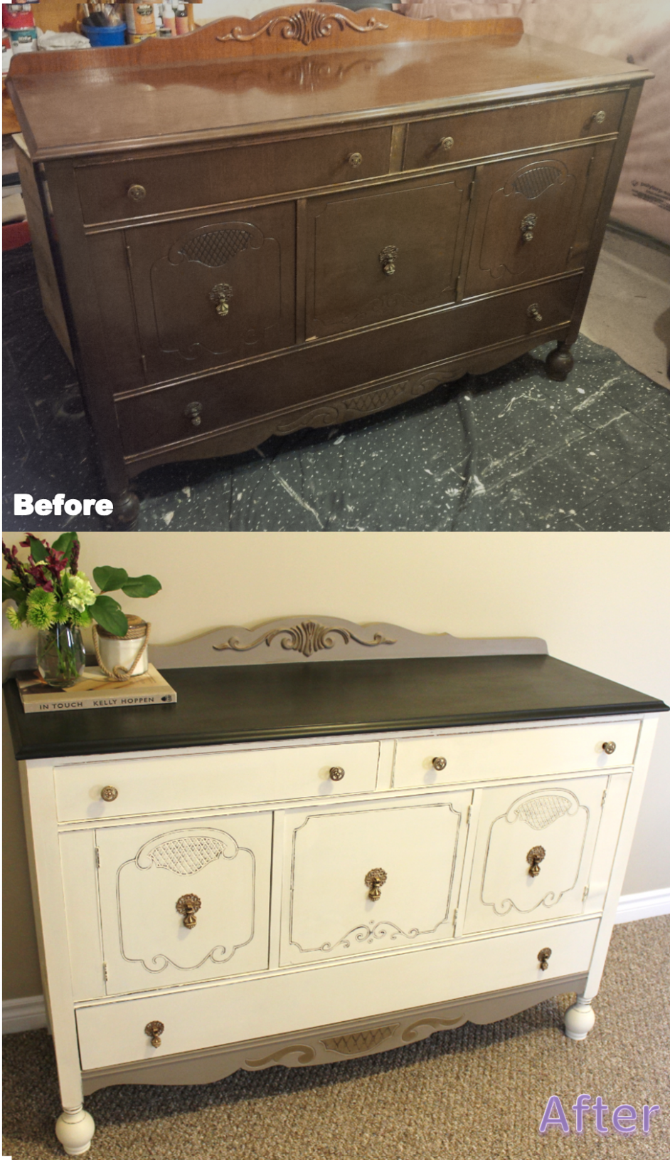 Before And After Buffet; Annie Sloan Chalk Paint. Graphite, Clear ..
