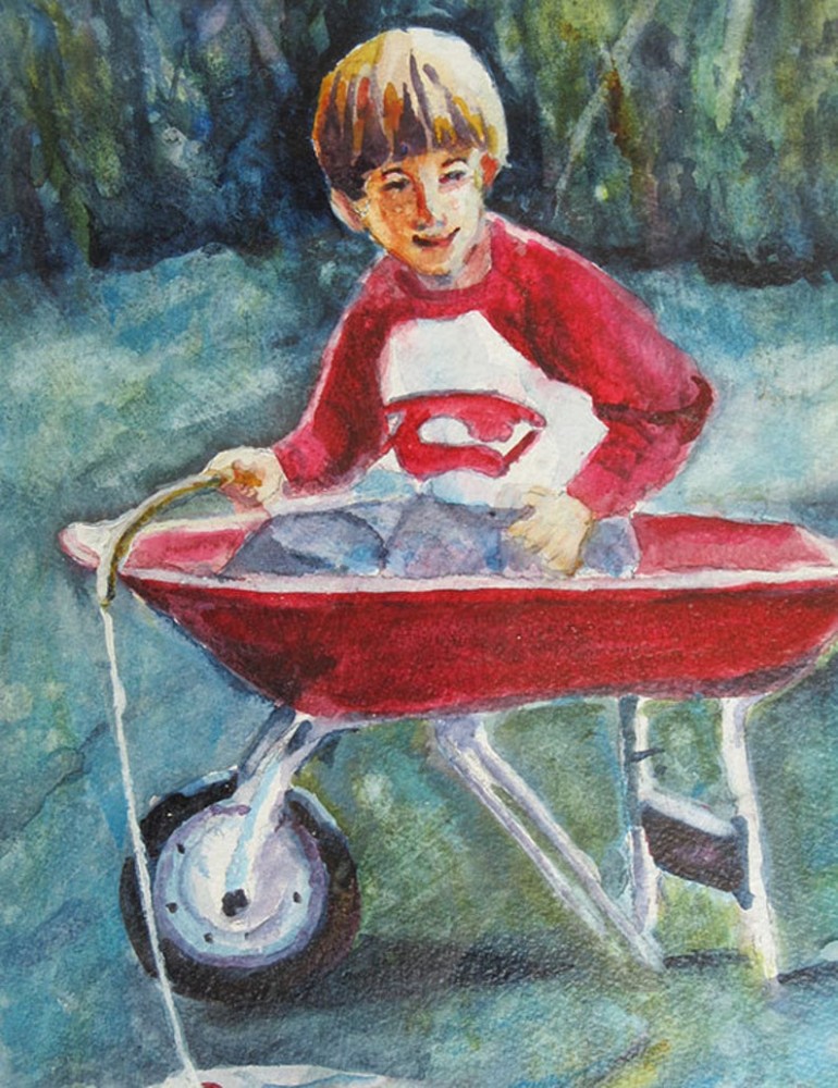 Boy With Red Wheel Barrow Painting Cles Near Me For Toddlers