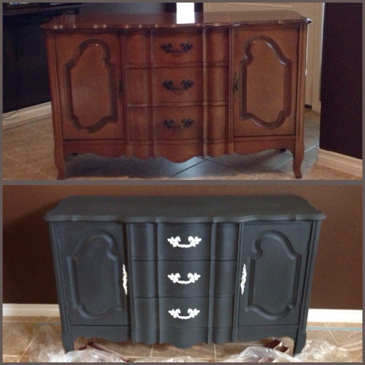 Buffet Table Redo. Used Annie Sloan Charcoal Chalk Paint. | Buffet ..