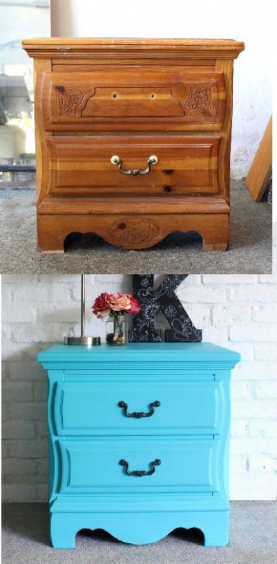 Chalk Painted Night Stand Makeover Before And After. (the ..