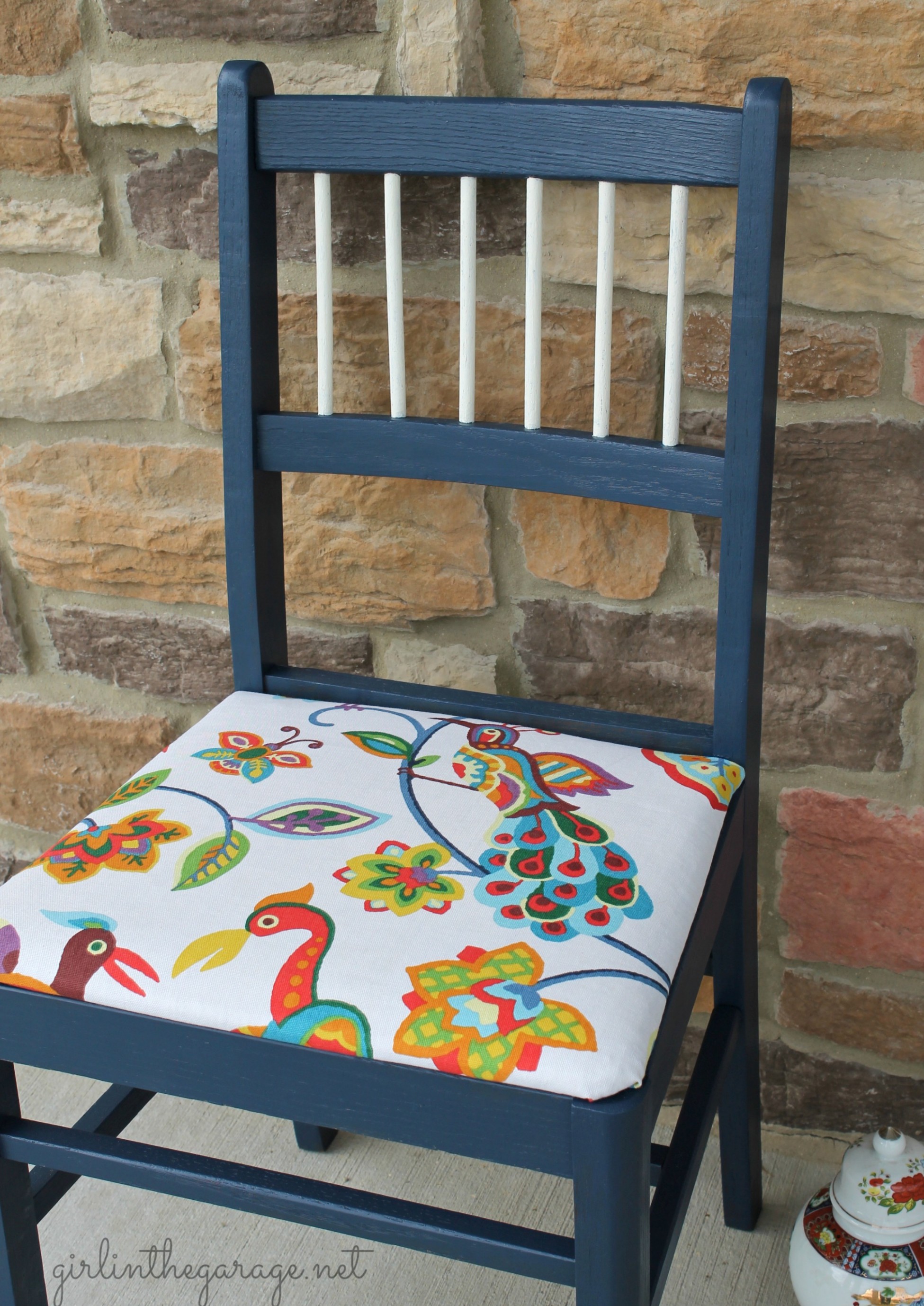 Colorful Bird Chair Makeover Hobby Lobby Furniture Fabric
