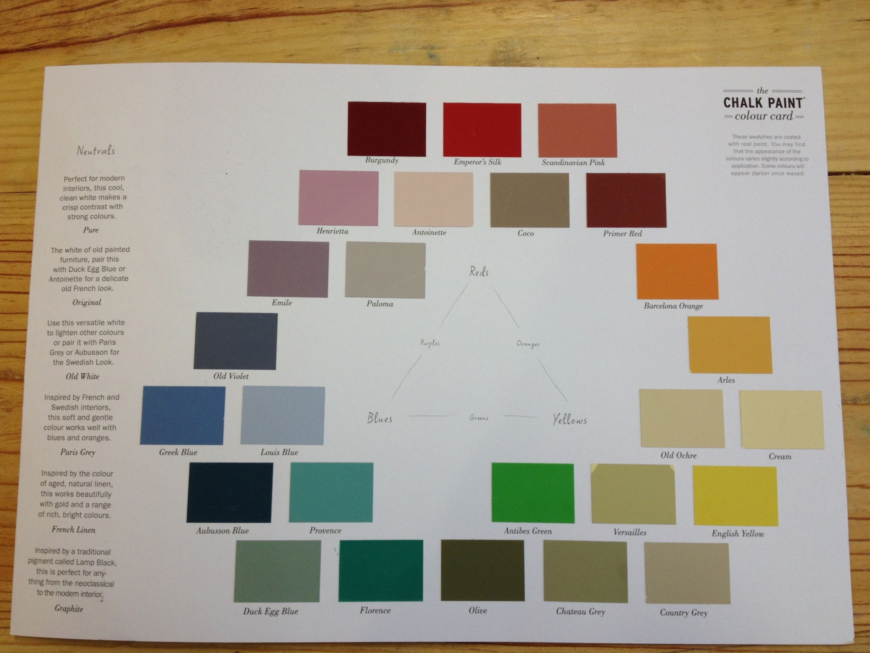 Colour Charts Lost & Found Color Chart For Annie Sloan Chalk Paint