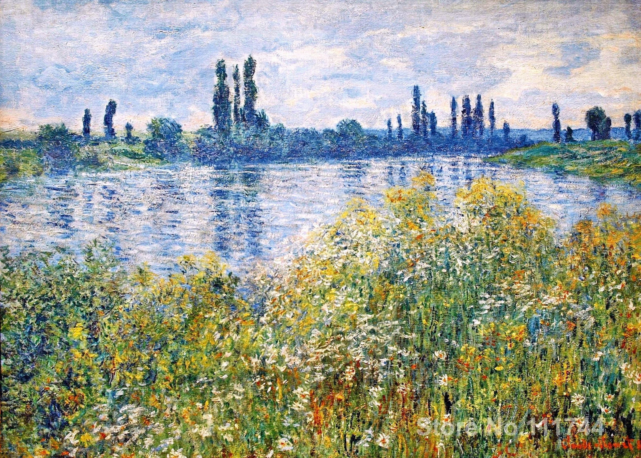 Copy Oil Paintings Famous Artist Flowers On The Banks ..
