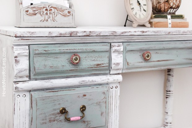 Distressed Chalk Paint Desk Makeover How To Nest For Less™ How Do You Paint Over Chalkboard Paint