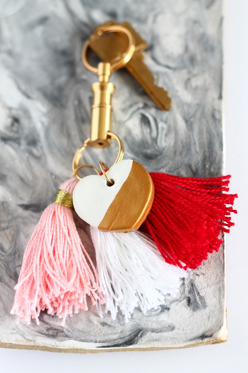 Diy | Gold Dipped Clay Heart Keychain Squirrelly Minds Gold Paint For Air Dry Clay