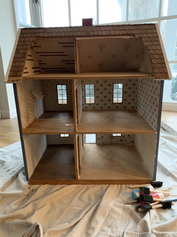 Dollhouse Makeover | Holiday Gift Idea Building Bluebird Hobby Lobby Wood Dollhouse Furniture
