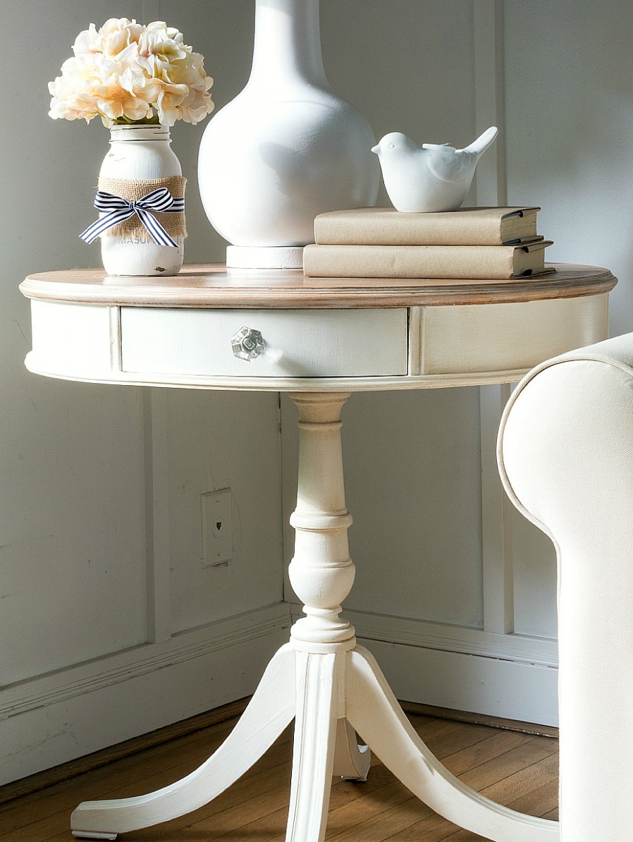 Drum Table Makeover Can You Paint Over Gl With Chalk Paint