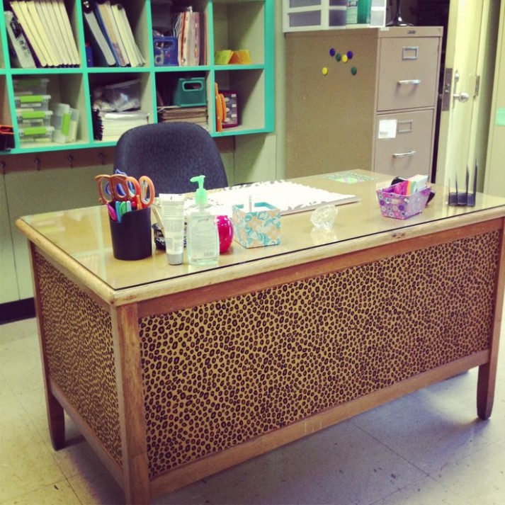 Fabric Covered Desk! Just Cut Fabric To Fit Panels On Desk ..