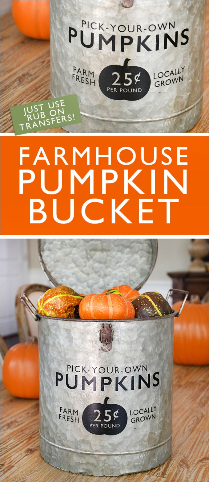 Fall Farmhouse Pumpkin Bucket Easy Diy And Craft Project Furniture Rub On Transfers Hobby Lobby