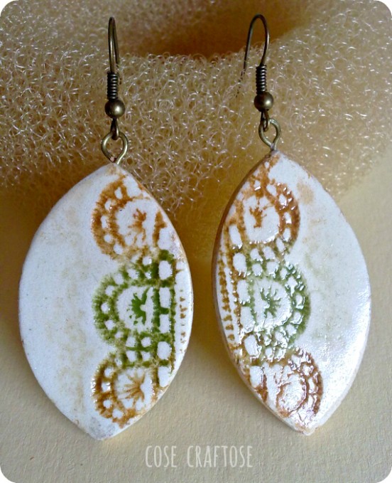 Faux Ceramic Earrings (air Dry Clay) By Ro78 On Deviantart Gold Paint For Air Dry Clay