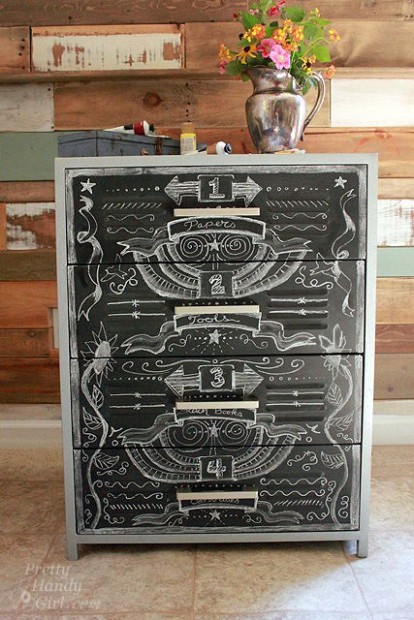 Faux Zinc Painted Chalkboard File Cabinet Pretty Handy Girl Can You Use Chalk Paint On Metal Filing Cabinet