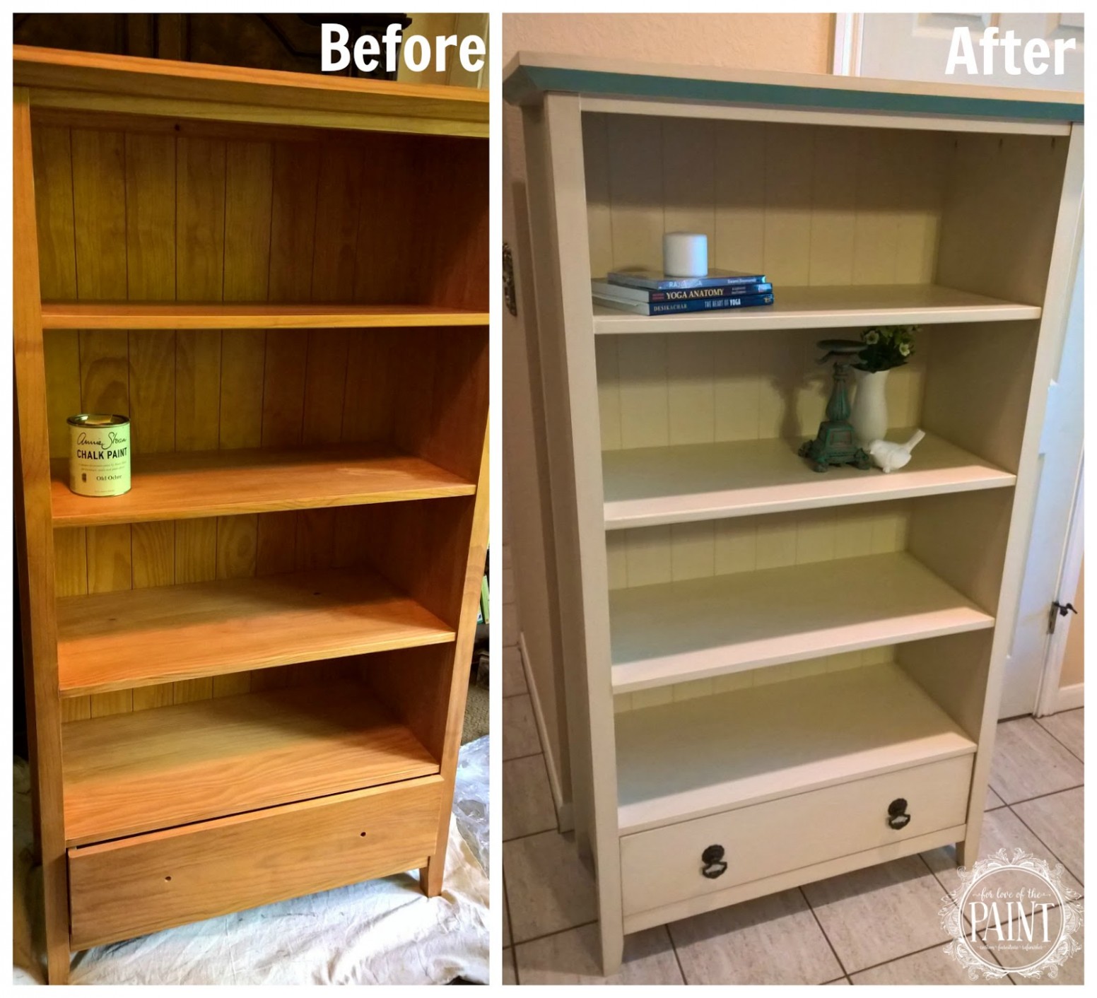 For Love Of The Paint: Before And After : Pine Bookcase How To Use Chalk Paint On Pine Wood