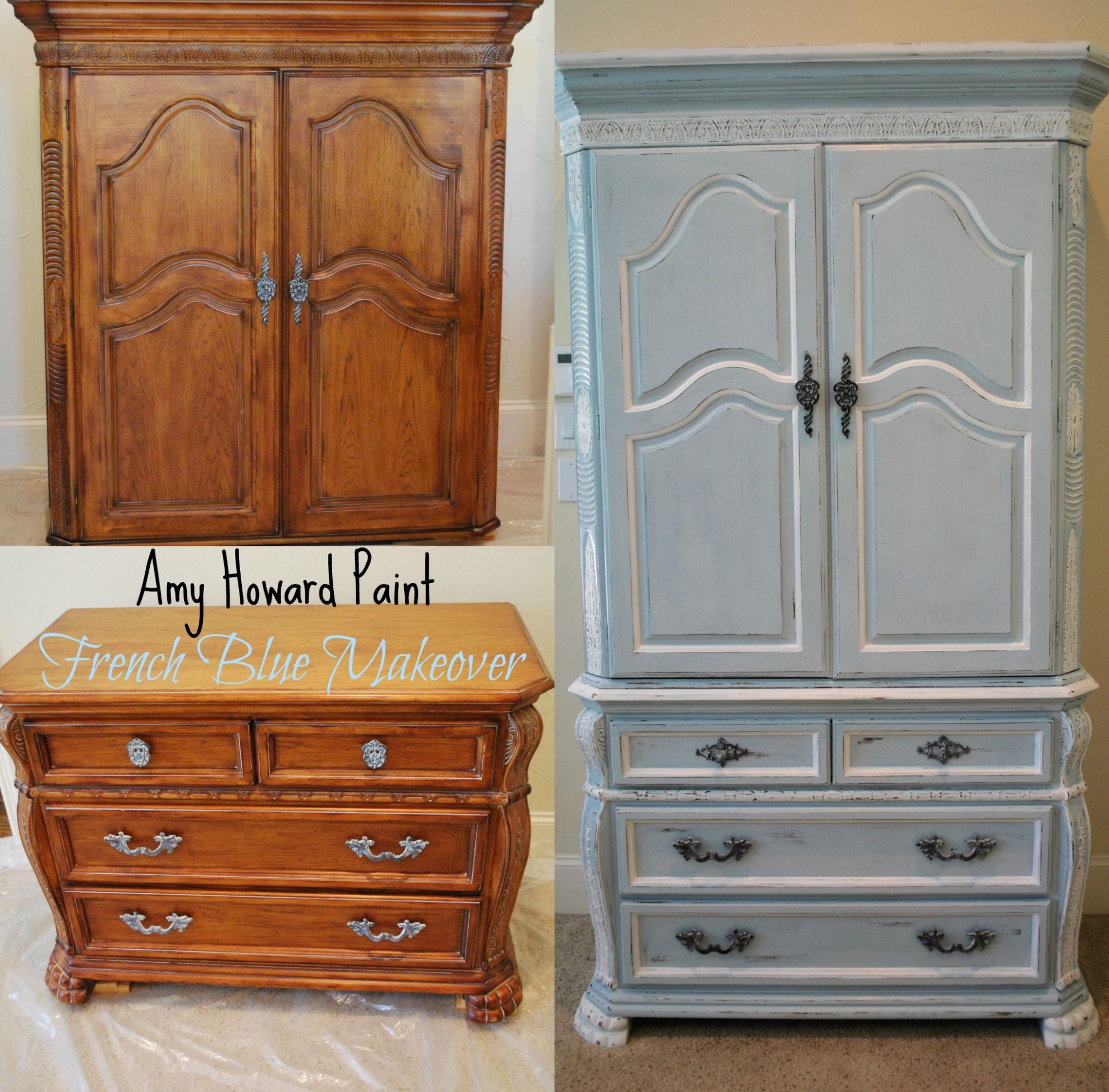 French Blue Armoire Makeover Using Amy Howard One Step Paint ..