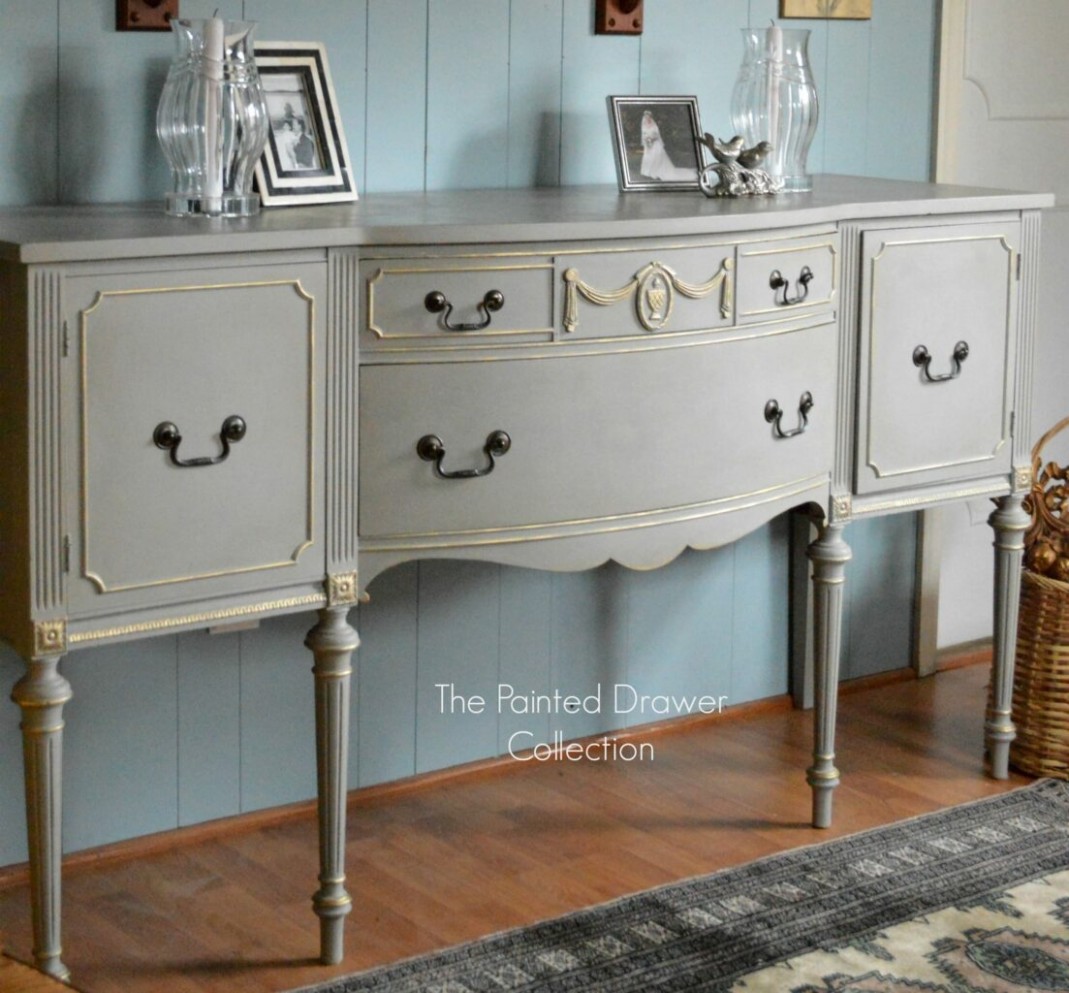 French Linen And Gold Sideboard Transformation Before And After French Linen Annie Sloan Paint