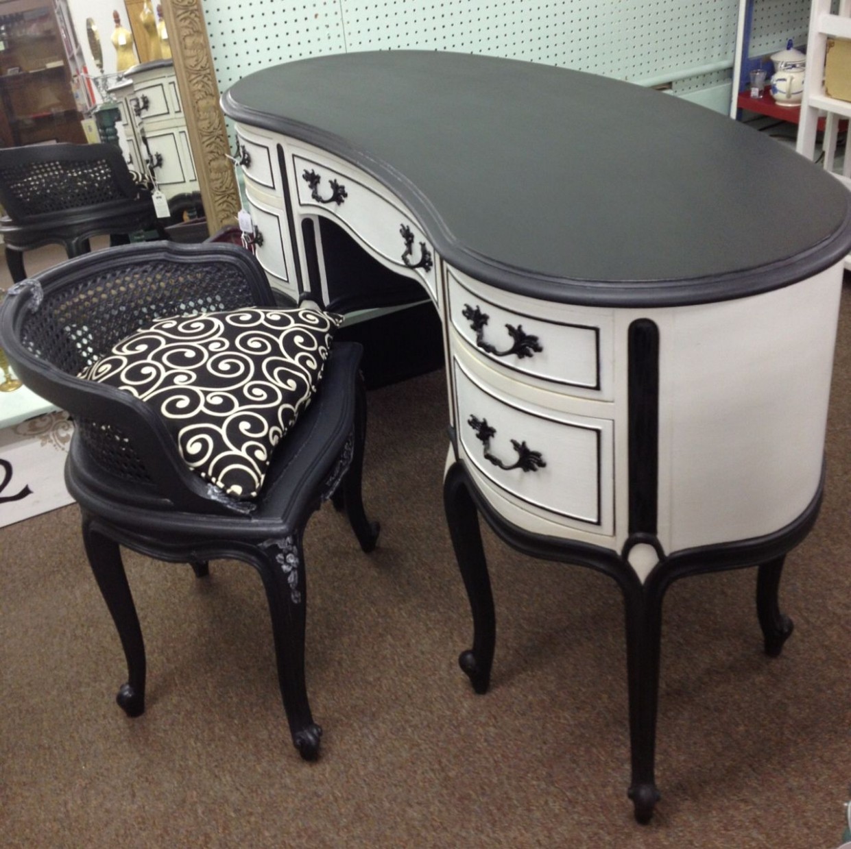 French Provincial Vanity/desk Hand Painted In Annie Sloan Chalk ..