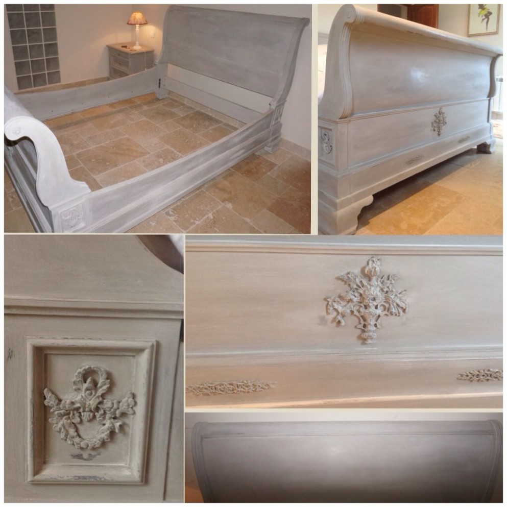 French Sleigh Bed Beautifully Painted In Annie Sloan Old White ..