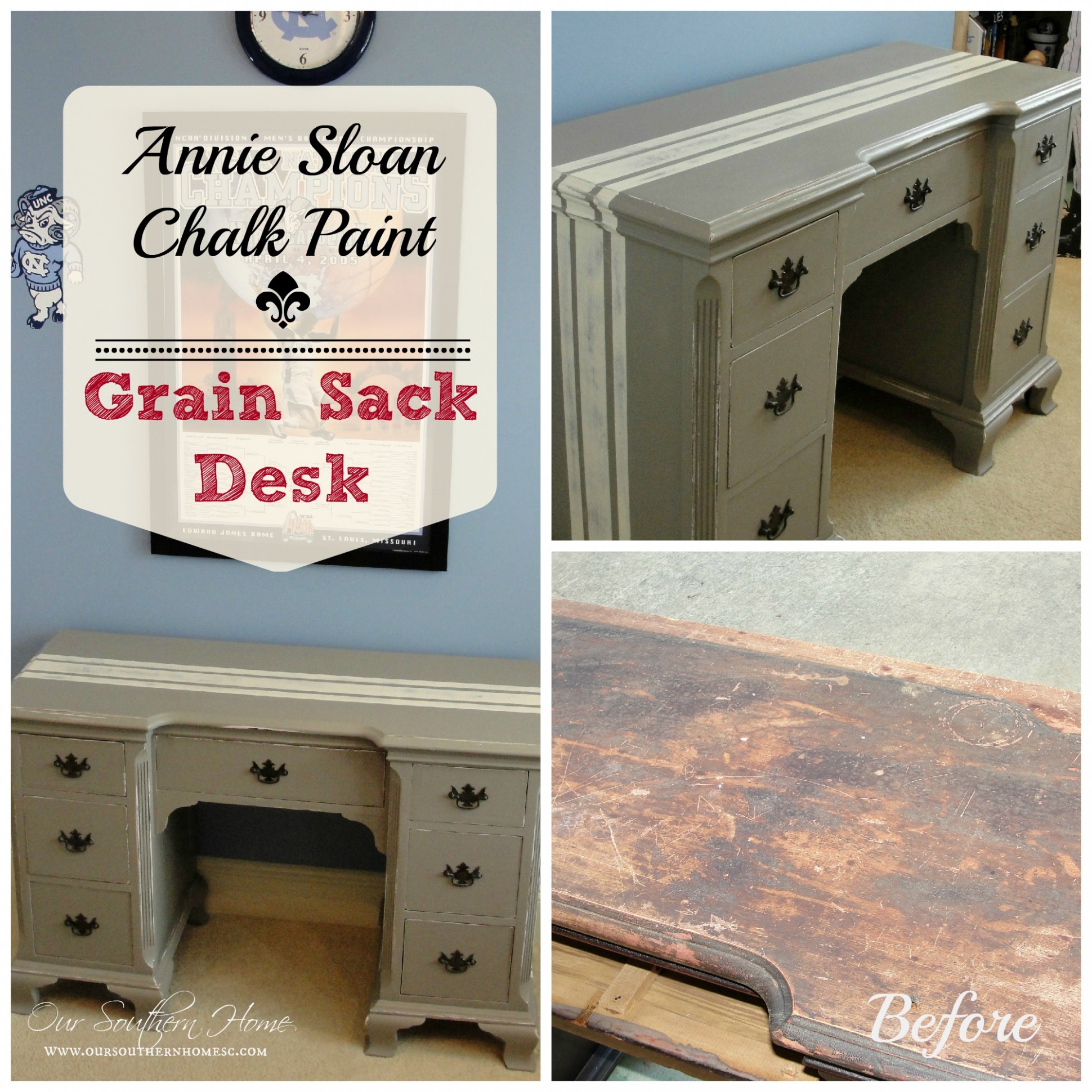 Grain Sack Desk Annie Sloan Chalk Paint Our Southern Home You Annie Sloan Chalk Paint