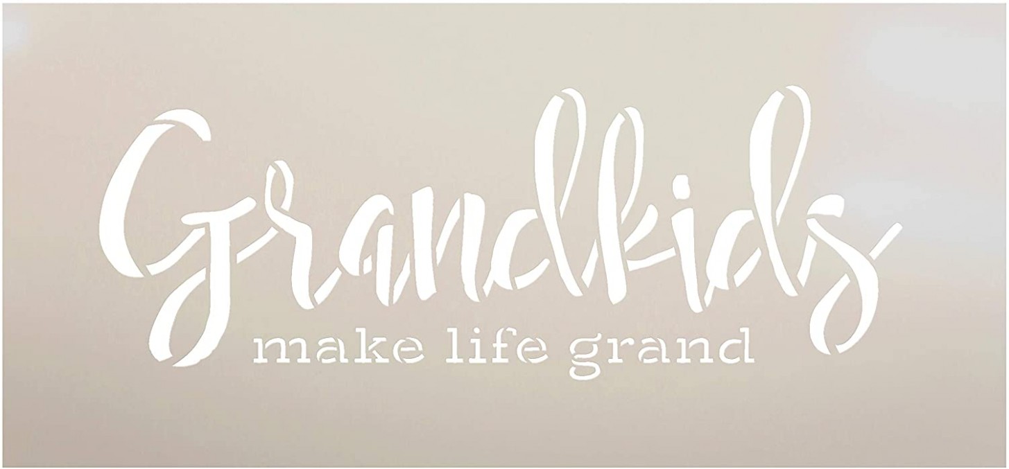 Grandkids Make Life Grand Stencil By Studior10 | Word Stencil Reusable Mylar Template | Paint With Acrylic Chalk Mixed Media | Mothers Day Gift ..
