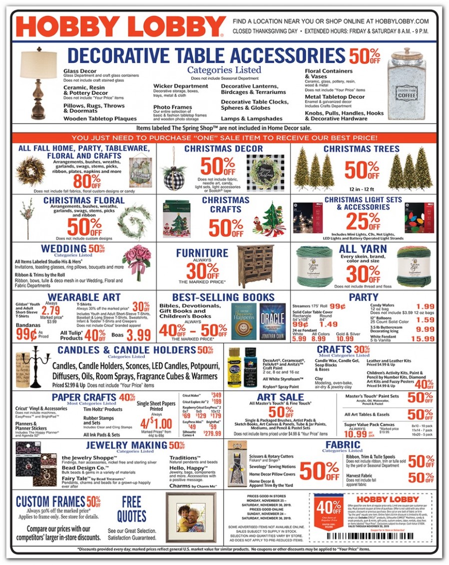 Hobby Lobby Black Friday 7 Ad, Deals And Sales Hobby Lobby Owned Furniture Store