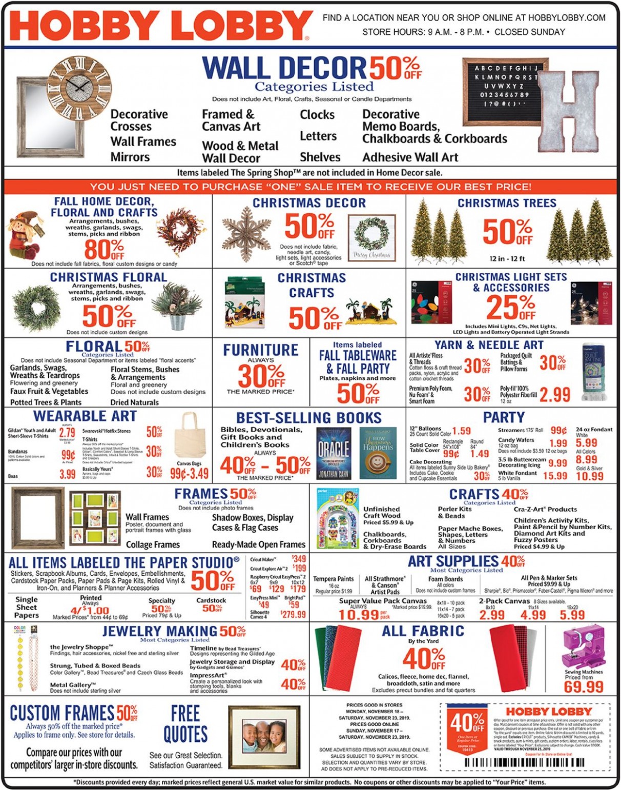 Hobby Lobby Current Weekly Ad 9/9 9/9/9 Frequent Ads