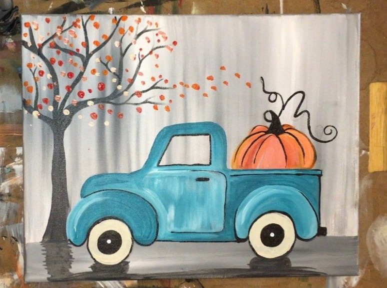 How To Paint A Vintage Pumpkin Truck | Fall Canvas ..
