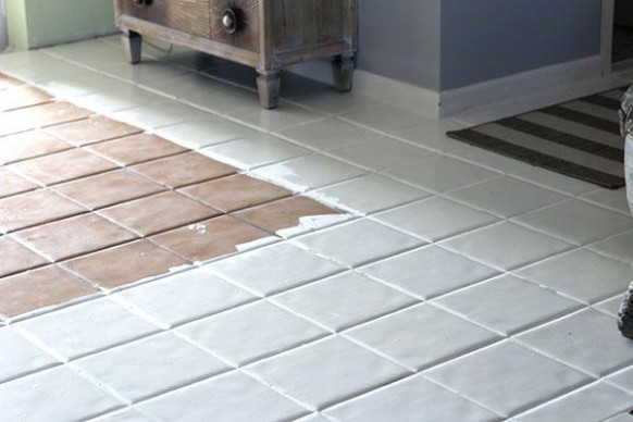 How To Paint Over Tile Floor | Tile Design Ideas Can I Paint Chalk Paint Over Varnish