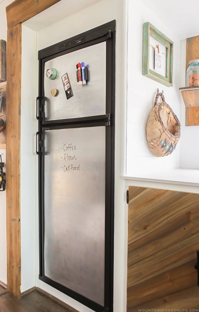 How To Turn Your Rv Fridge Into A Magnetic Dry Erase Board Chalkboard Paint On Galvanized Metal