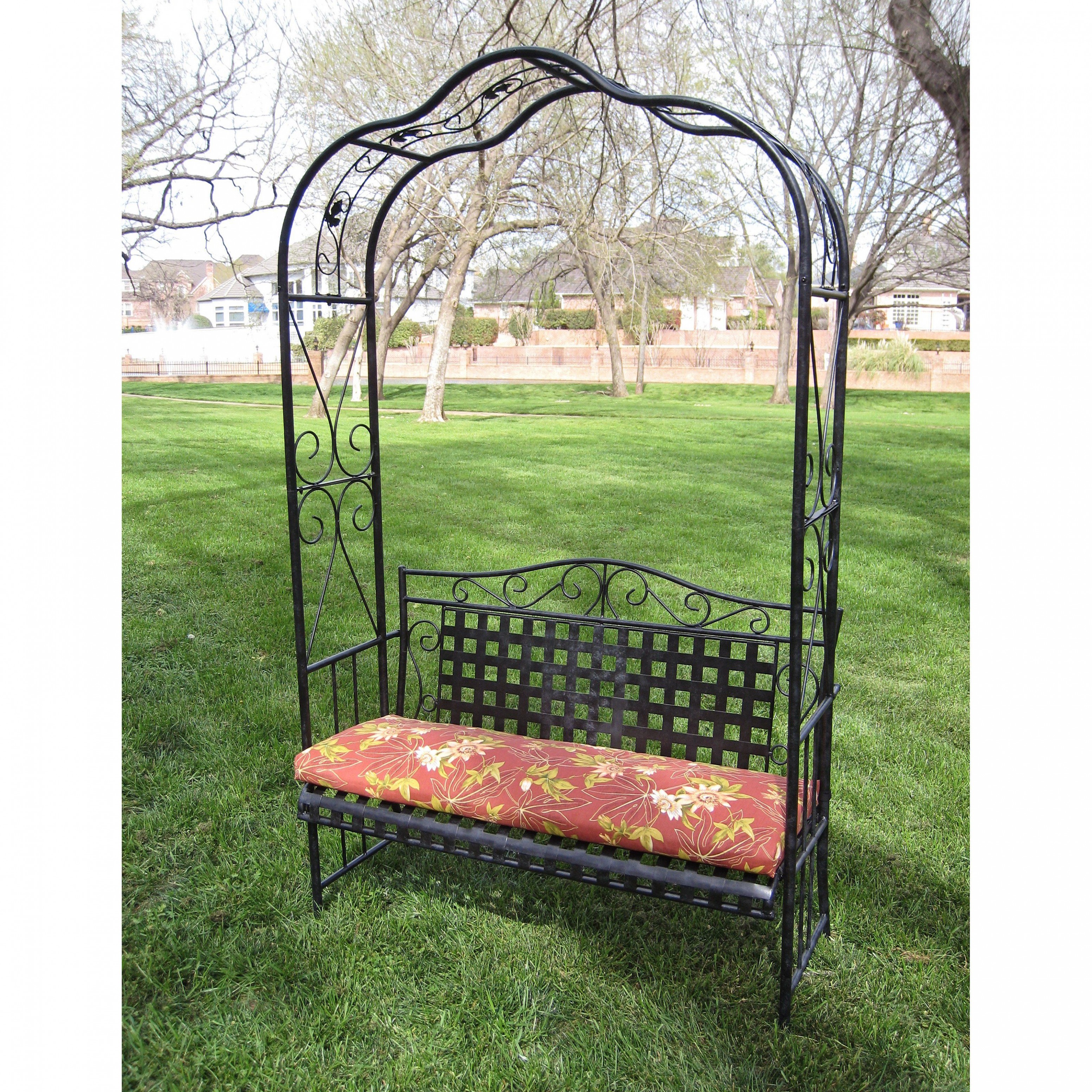 International Caravan Iron Arch Arbor With Bench 10.10 Ft. | From ..