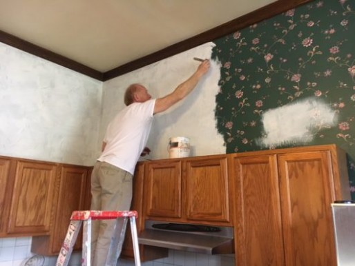 Kitchen Project: Painting Over Wallpaper Can You Paint Latex Paint Over Chalk Paint