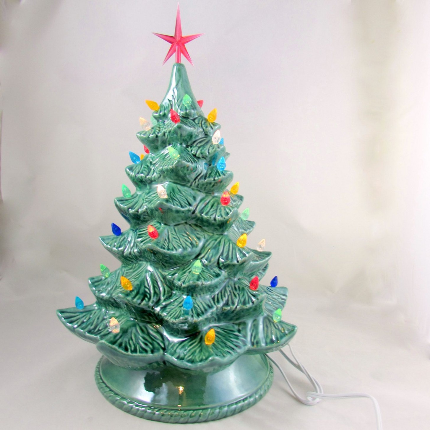 Large Vintage Style Glazed Ceramic Christmas Tree 10 Inches With ..