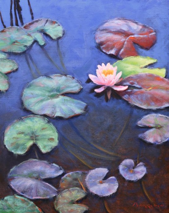 Lotus And Lily Pads Oil Painting | Lily Painting, Lotus ..