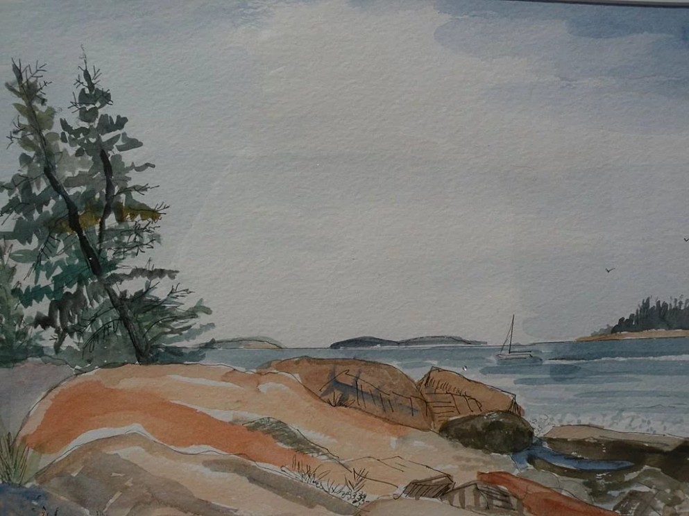 Maine Art Signed Contemporary Watercolor Painting Of ..