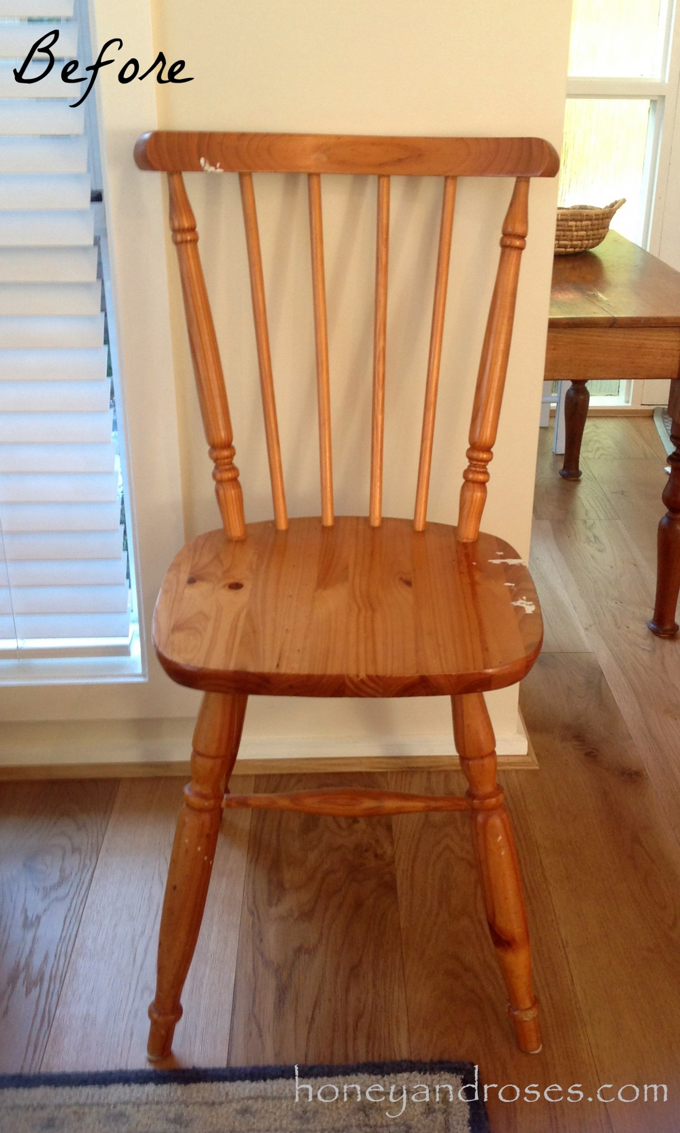 Makeover Of A Pine Kitchen Chair Using Chalk Paint | Honey & Roses How To Chalk Paint Wooden Chairs