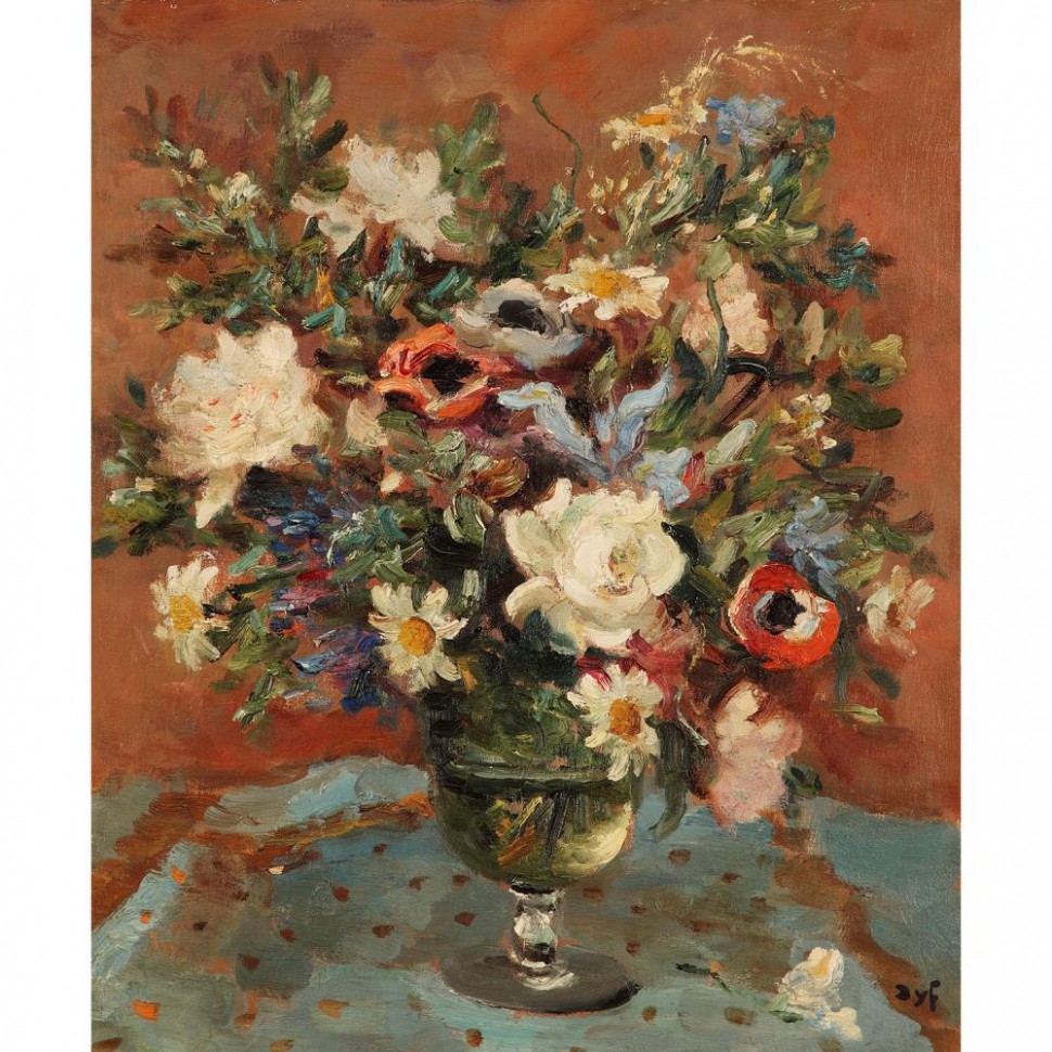 Marcel Dyf (10 10) Bouquet De Fleurs Oil On Canvas; Sign Canvas Oil Painting Cles Near Me