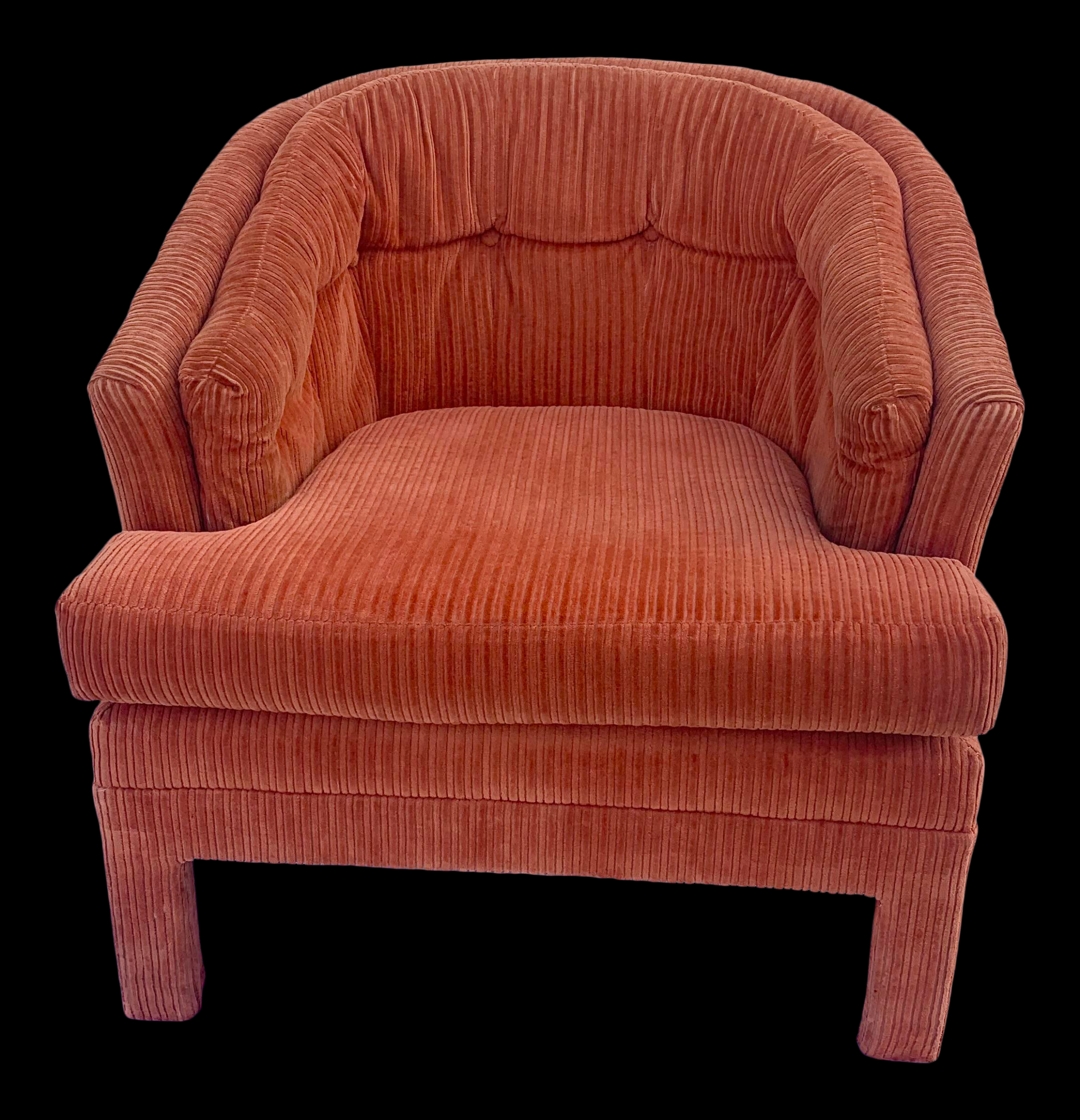 Mid Century Parson Style Orange Corduroy Accent Chair Furniture On Consignment Wichita Ks