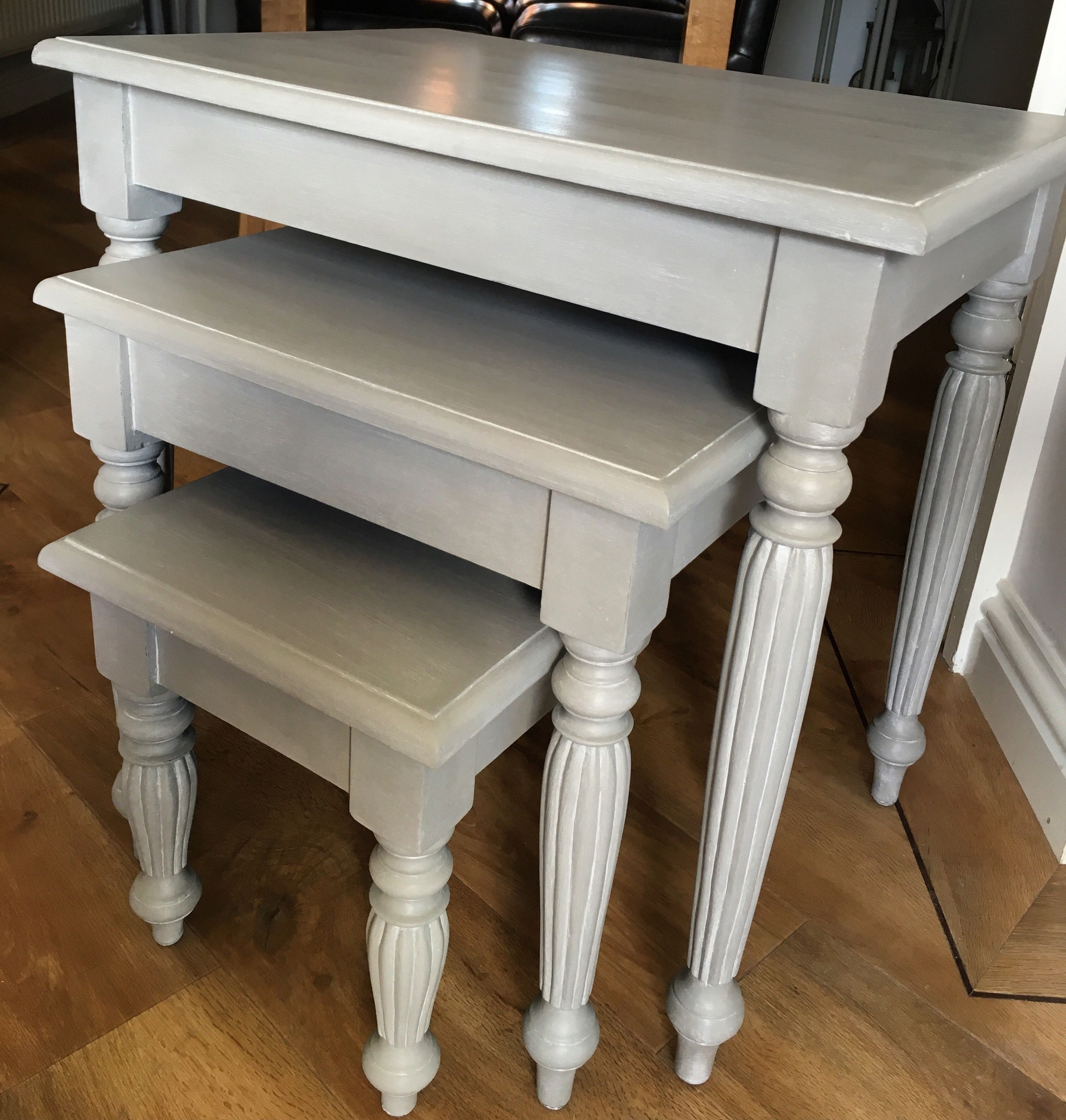 Nest Of Tables In Annie Sloan Paris Grey With Autentico White Wax ..
