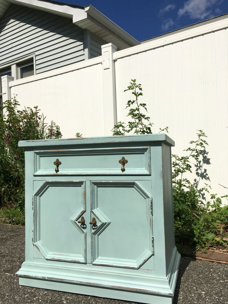 Nightstand After, Distressed, Rustoleum Chalk Paint, Serenity Blue ..