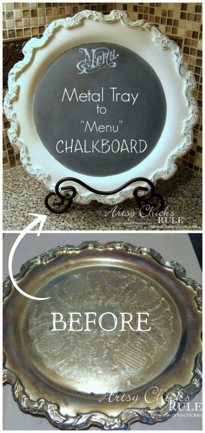 Old Metal Tray Repurposed With Chalk Paint (menu Chalkboard) | Diy ..