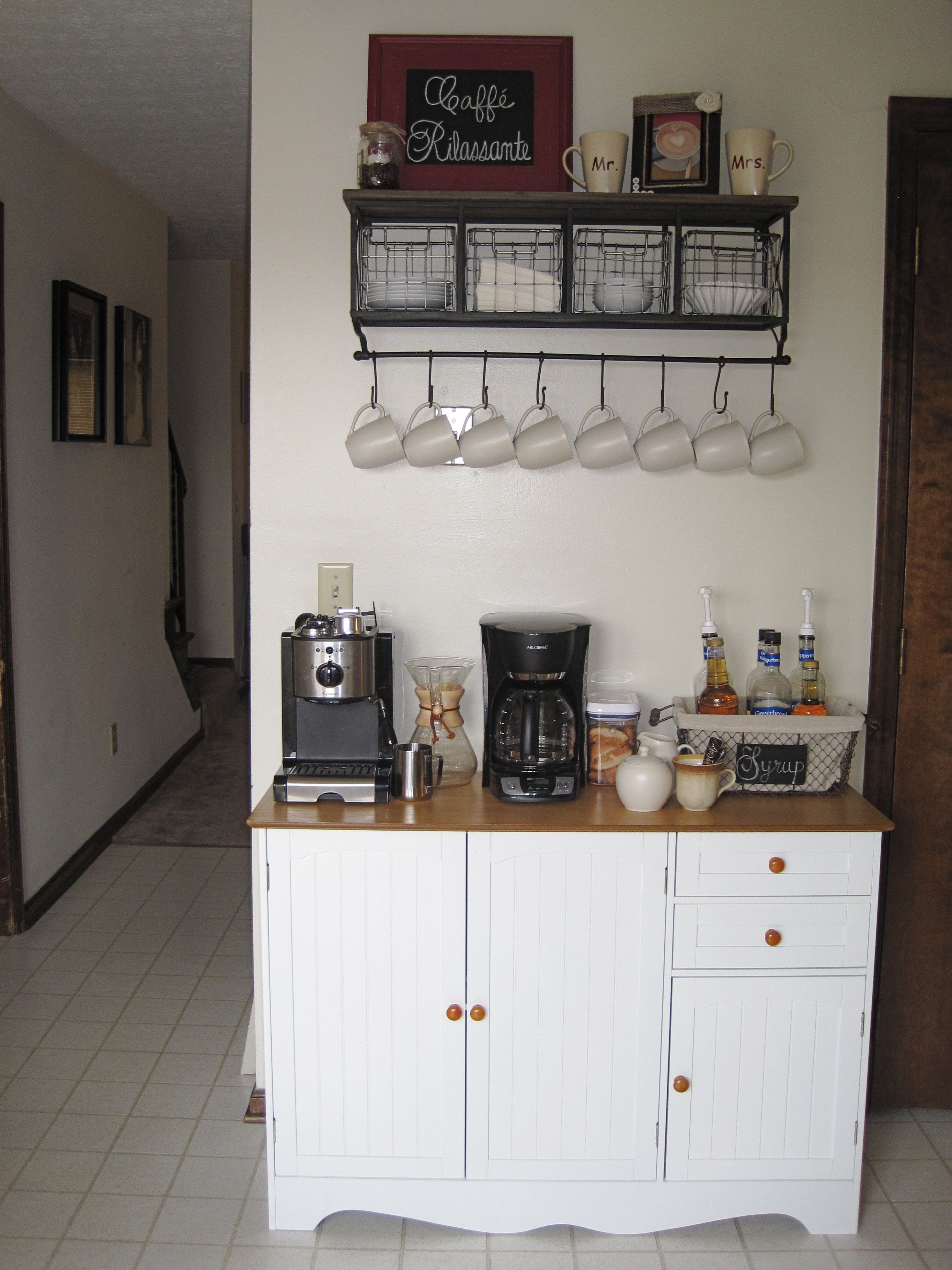 Our Coffee Bar In Our Kitchen! Coffee Bar Table Amazon Hanging ..