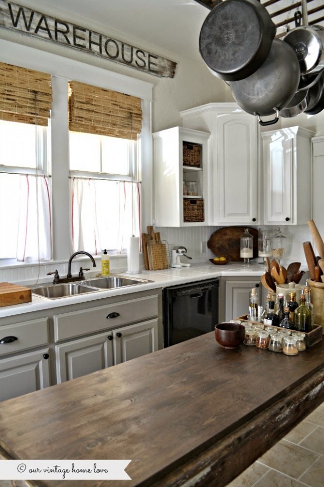 Painted Kitchen Cabinets White Uppers And Gray Lowers With ..