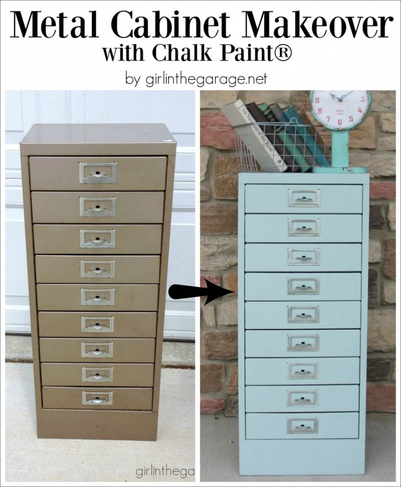 Painted Metal Cabinet Makeover | Girl In The Garage® Can You Chalk Paint A Metal Filing Cabinet