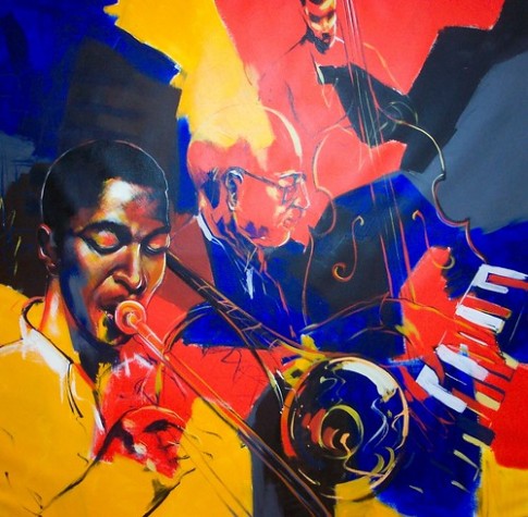 Paintings Of Jazz Musicians And Groups | Paul Ygartua Group Painting Cl Near Me