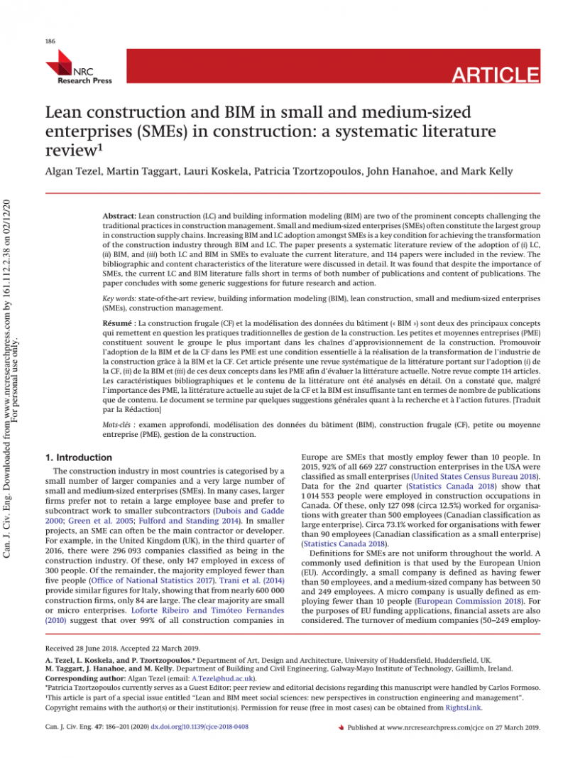 Pdf) Lean Construction And Bim In Small And Medium Sized ..