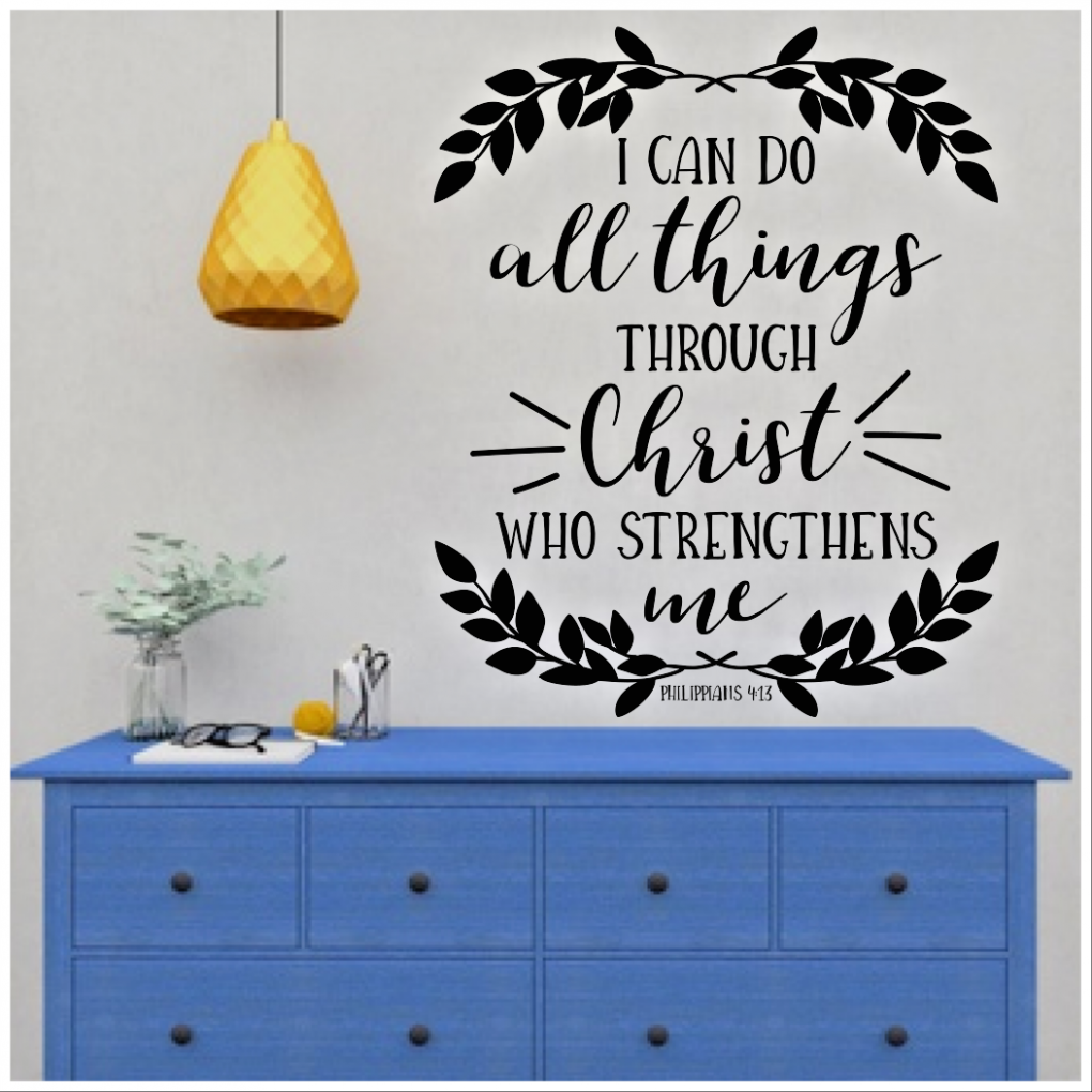 Philippians 8:8 I Can Do All Things Through Christ Wall Art Vinyl Decal 8x8" Furniture Decals Hobby Lobby