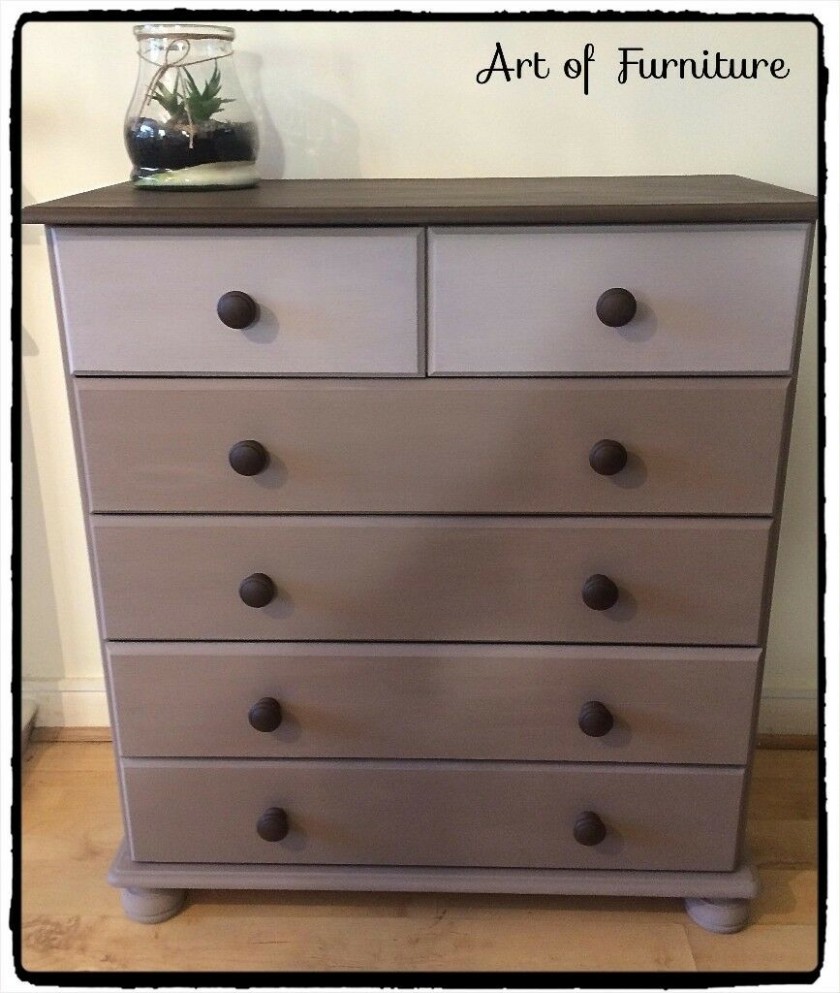 Pine Chest Of 10 Over 10 Drawers Hand Painted In Annie Sloan Coco & Paloma Chalk Paint